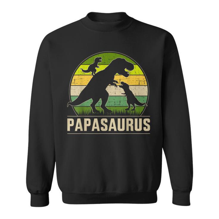 Papasaurus Zwei Kinder Für Papa Zumatertag Weihnachten Sweatshirt