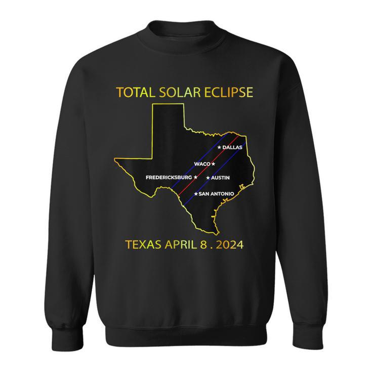 Path Of Solar Eclipse 2024 Interactive Map Texas Eclipse Sweatshirt