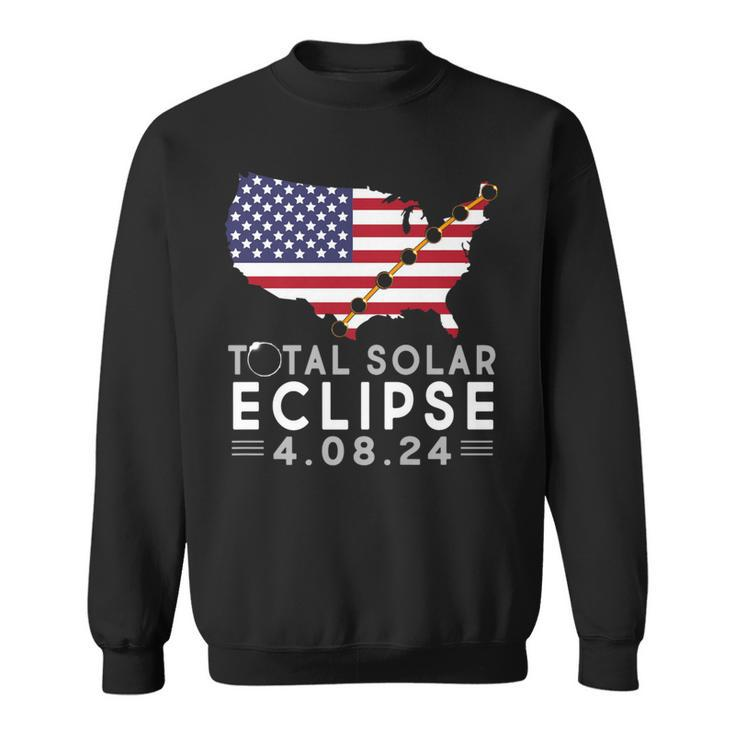 Path Of Totality America Eclipse Usa Map Total Solar 2024 Sweatshirt