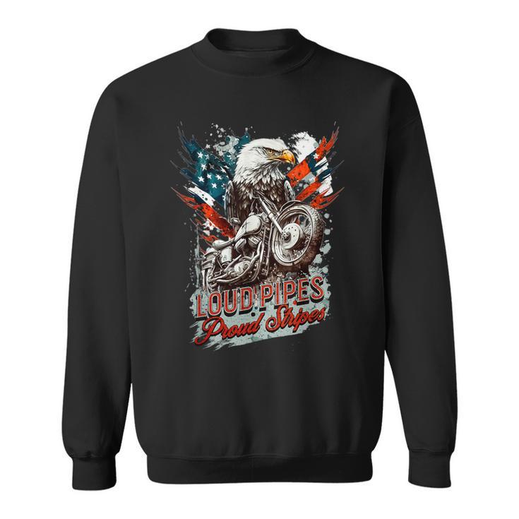 Patriotic Old Biker American Us Flag Vintage Motorcycle Sweatshirt