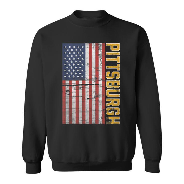 Patriotic Pittsburgh Usa Flag Pride Vintage Pittsburgh Sweatshirt