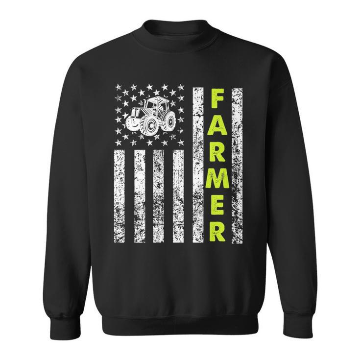 Patriotic Tractor Flag Farmer Sweatshirt