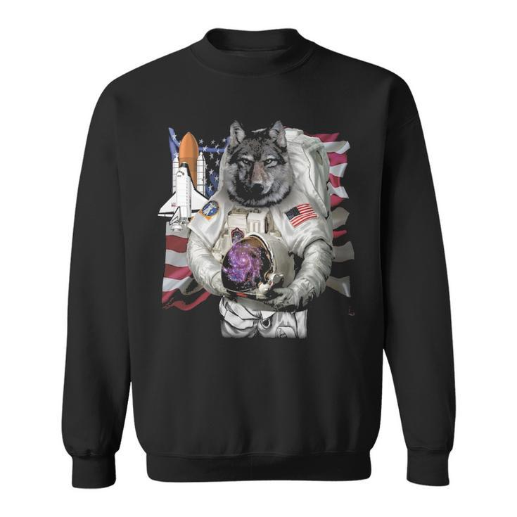 Patriotic Wolf As Usa America Astronaut Sweatshirt