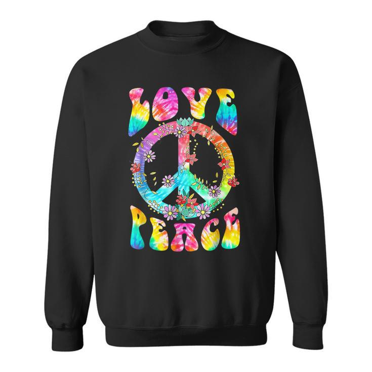 Peace Costume Sign Love 60S 70S Tie Dye Hippie Women Sweatshirt