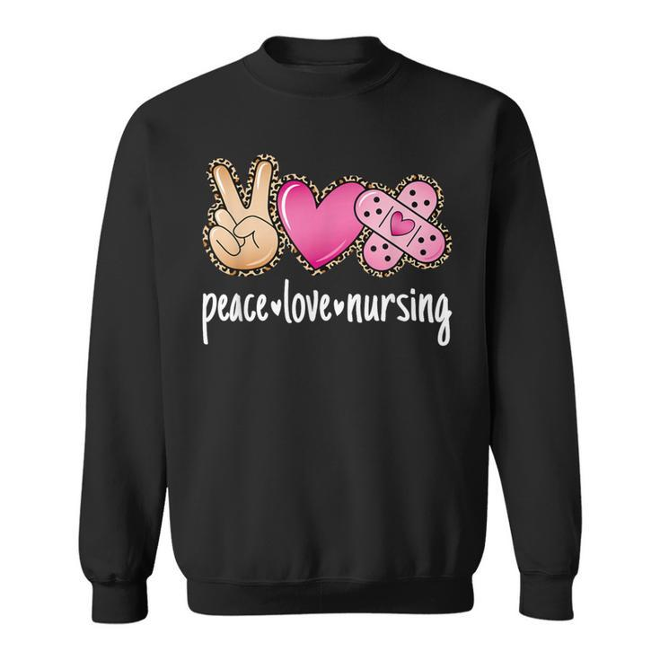 Peace Love Nursing Leopard Print Cute Nurse Sweatshirt