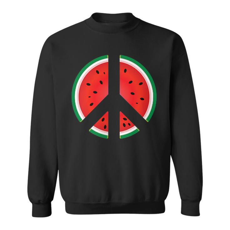 Peace Sign Watermelon Fruit Graphic Sweatshirt