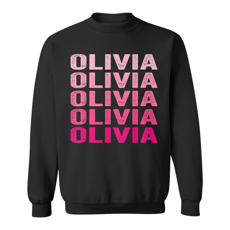 Personalized Name Olivia I Love Olivia Pink Vintage Sweatshirt