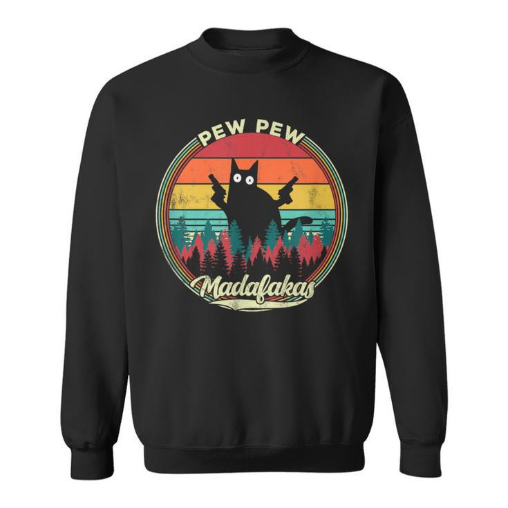 Pew Pew Madafakas Retro Crazy Cat Sweatshirt