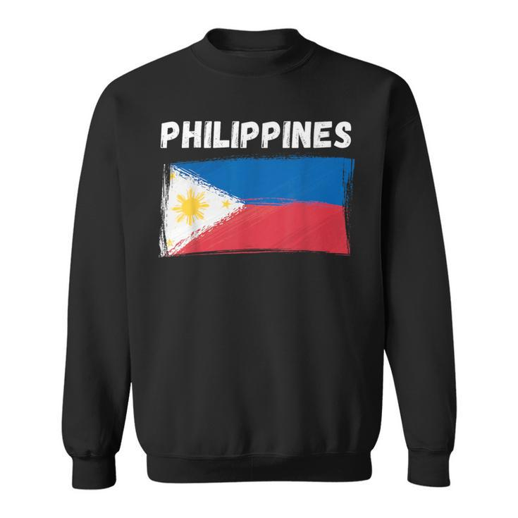 Philippines Flag Holiday Vintage Grunge Filipino Flag Sweatshirt