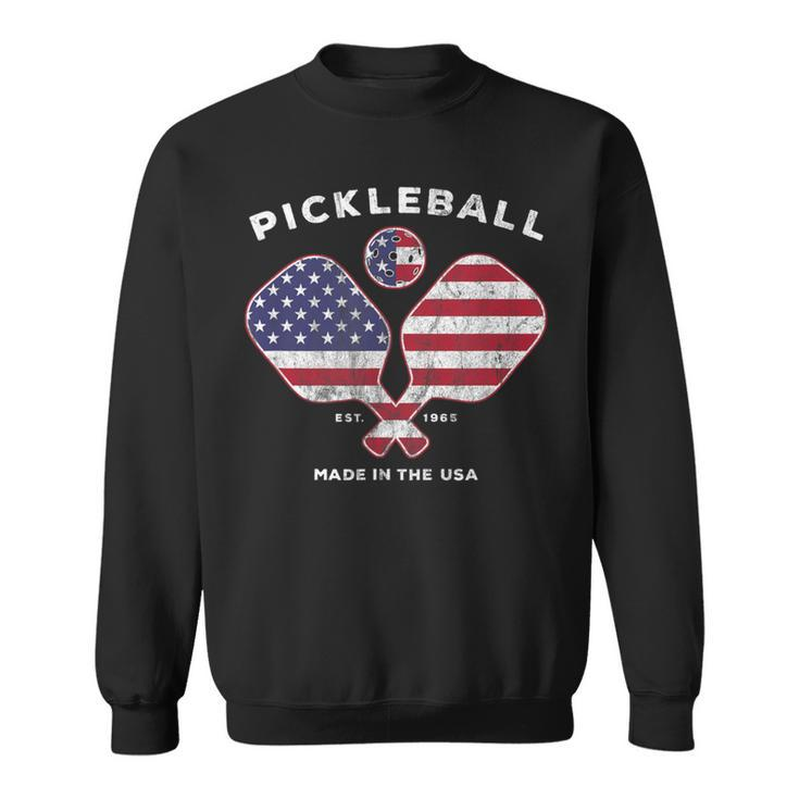 Pickleball Vintage Usa American Flag Distressed Sweatshirt