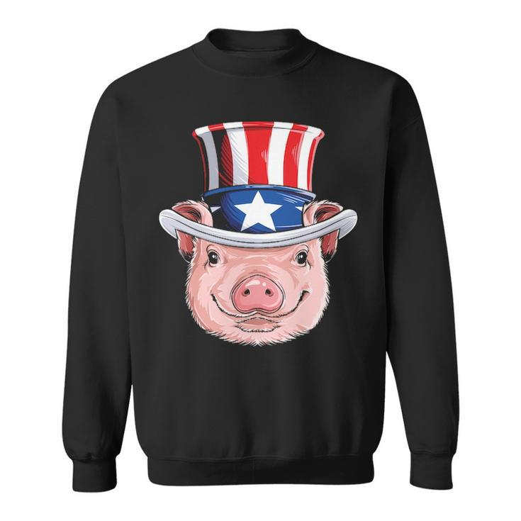 Pig 4Th Of July Uncle Sam American Flag Hat Sweatshirt
