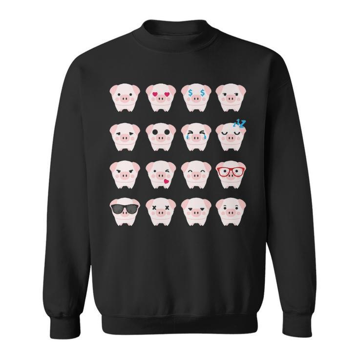 Many Pig Face Emotions Cute Pig Lover Sweatshirt