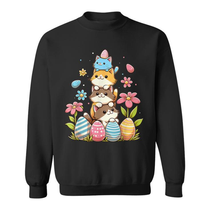 Pile Of Kitty Cats Easter Day Cute Cat Lover Cat Owner Sweatshirt