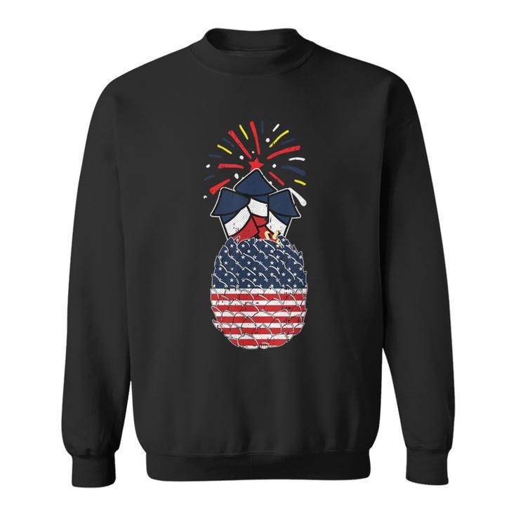 Pineapple American Flag 4Th Of July Cool Hawaiian Patriotic Sweatshirt