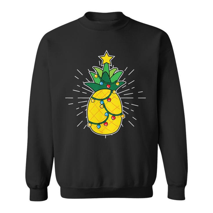 Pineapple X-Mas Tree Light Up Star Cute Christmas Sweatshirt