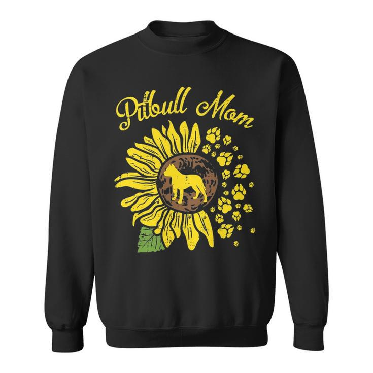 Pitbull Mom Sunflower Paw Pittie Dog Owner Mama Women Gif Sweatshirt
