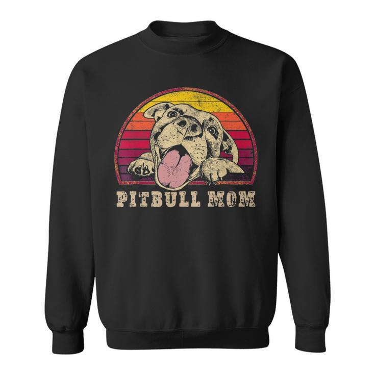 Pitbull Mom  Vintage Smiling Pitbull Sunset  Pbt Sweatshirt