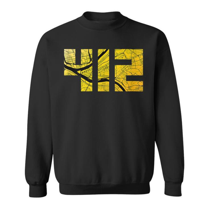 Pittsburgh 412 Black And Yellow City Street Map Sweatshirt