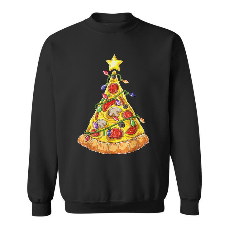 Pizza Christmas Tree Lights Xmas Boys Crustmas Pepperoni Sweatshirt
