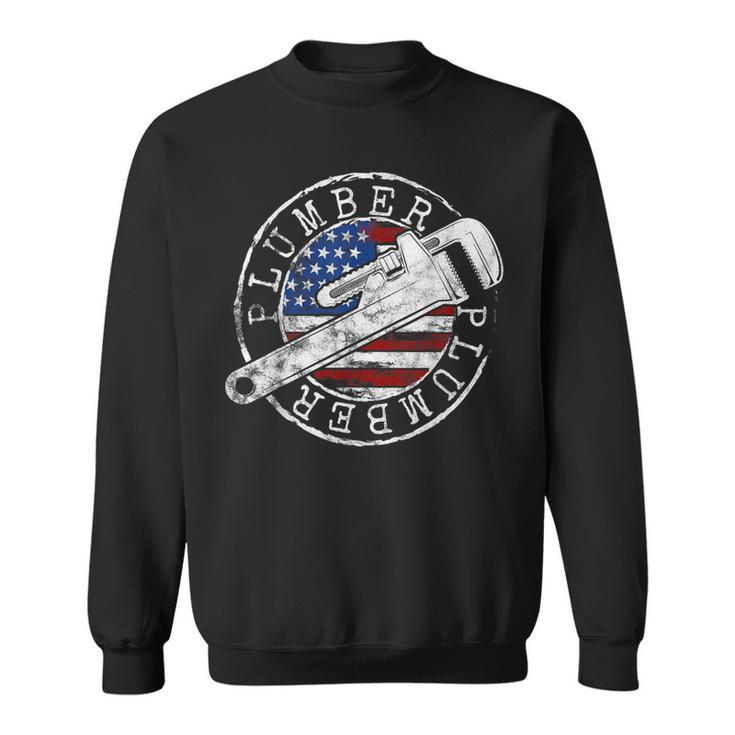 Plumber American Flag Plumbing Usa Patriot Stamp Style Sweatshirt