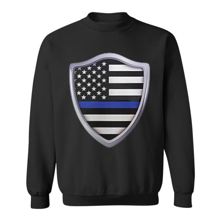 Police Blue Line Us Flag Police Shield Blue Lives Matter Sweatshirt