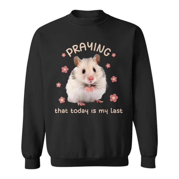 Praying That Today Is My Last Hamster Dark Humor Meme Sweatshirt