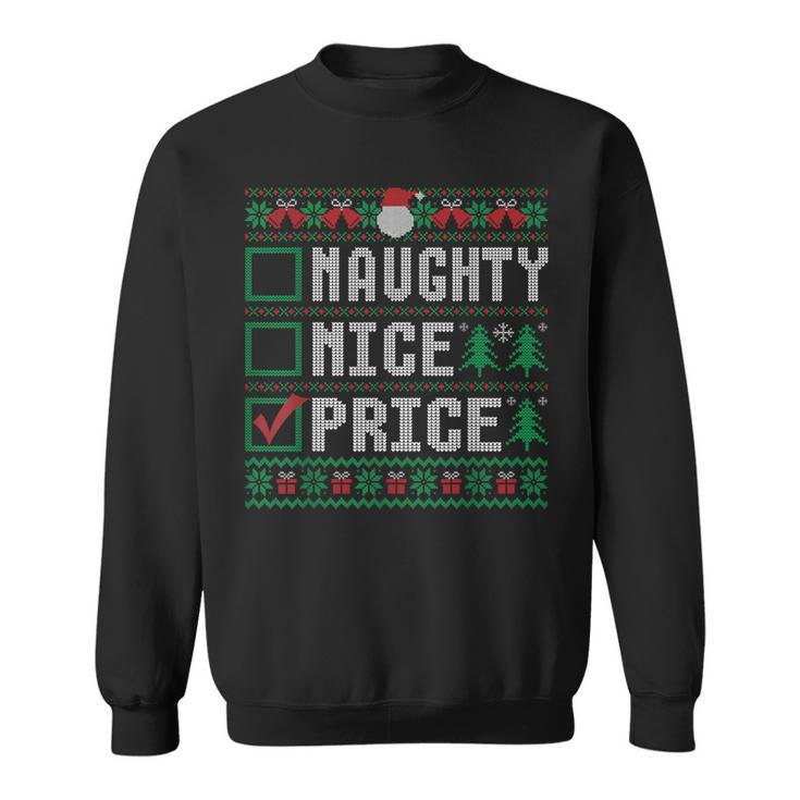 Price Family Name Xmas Naughty Nice Price Christmas List Sweatshirt