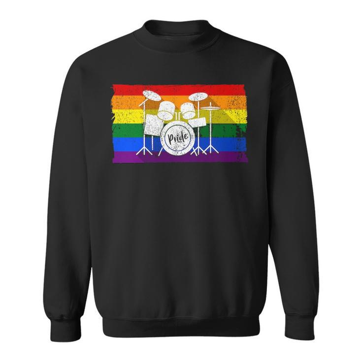Pride Rainbow Flag Drum Kit Drummer Shadow Sweatshirt