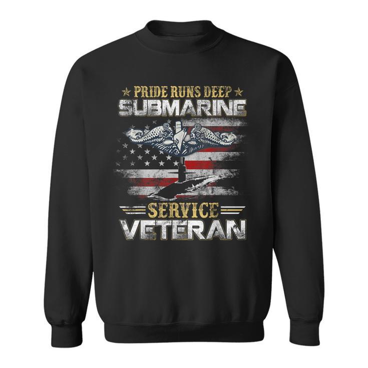 Pride Runs Deep Submarine Service Veteran Flag Patriotic Men Sweatshirt