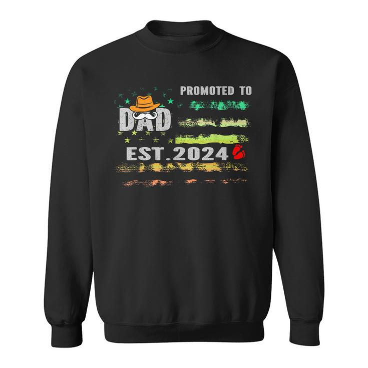 Promoted To Dad Est 2024 New Daddy Expect Baby Father's Day Sweatshirt