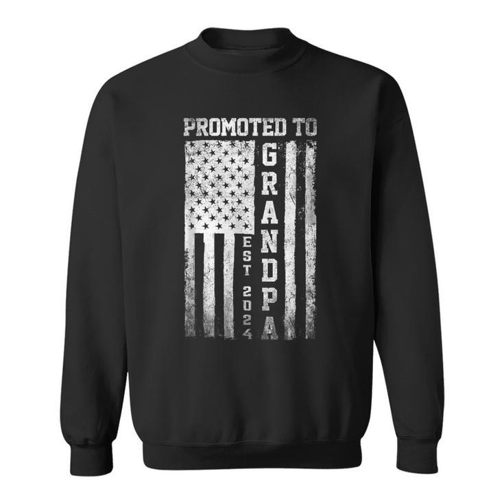 Promoted To Grandpa Est 2024 American Flag Sweatshirt