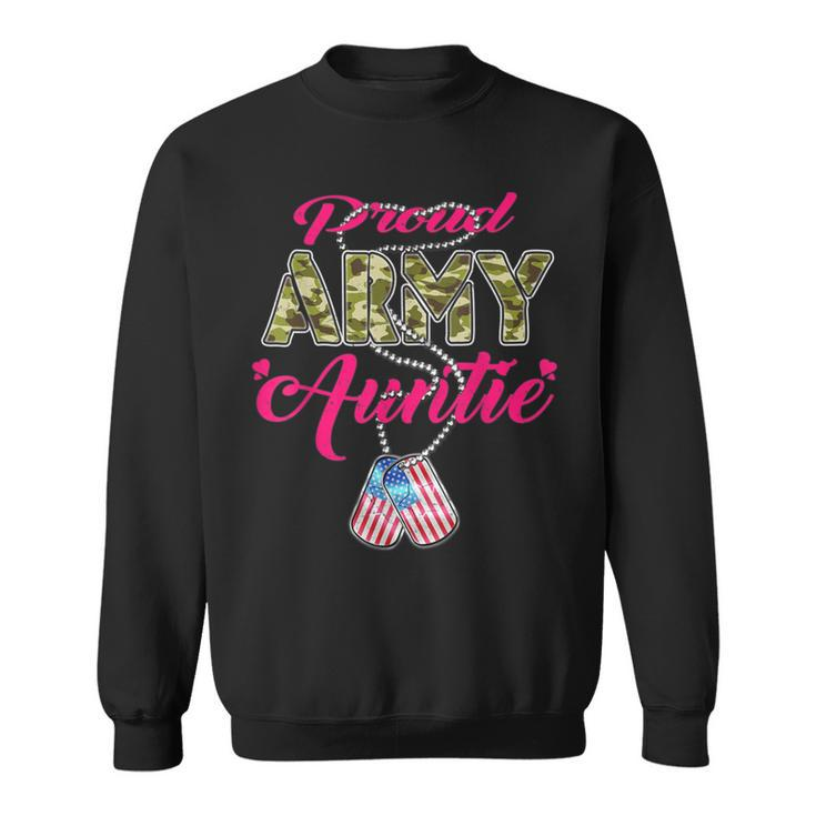 Proud Army Auntie Camo Us Flag Dog Tags Pride Military Aunt Sweatshirt