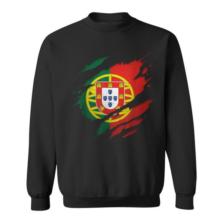 Proud Portuguese Torn Ripped Portugal Flag Sweatshirt