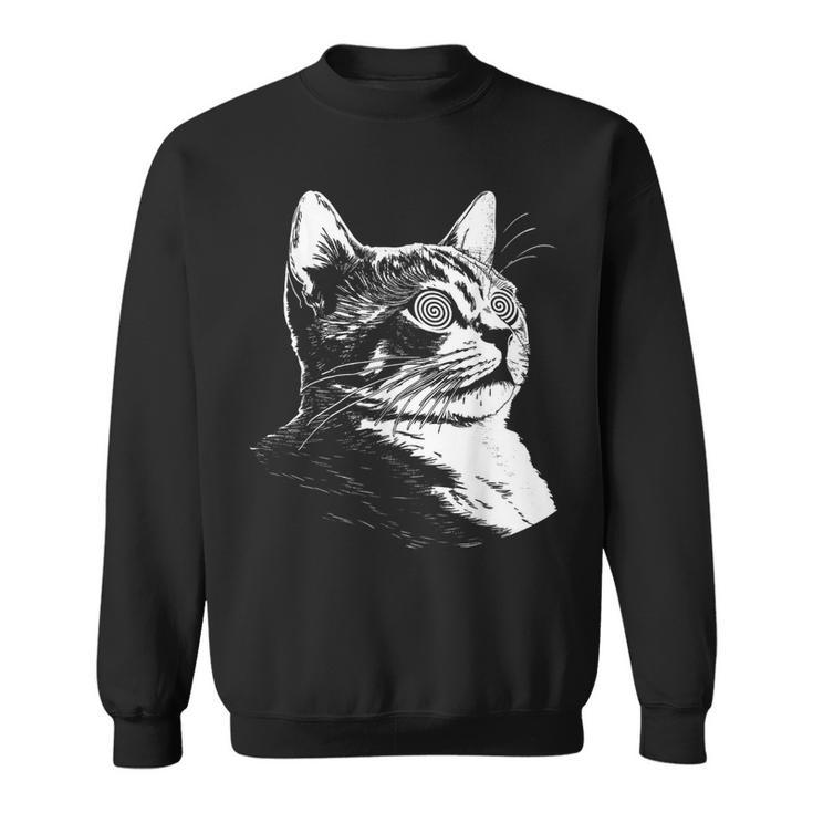 Psychedelic Cat Festival Edm Trippy Illusion Kitty Rave Cats Sweatshirt