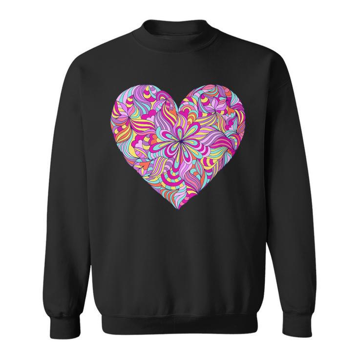 Psychedelic Heart Trippy Colors Rave Party Colorful Sweatshirt