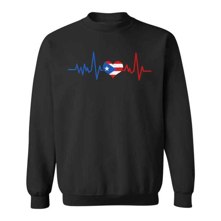 Puerto Rico Heart Puertorro Heartbeat Ekg Pulse Puerto Rican Sweatshirt