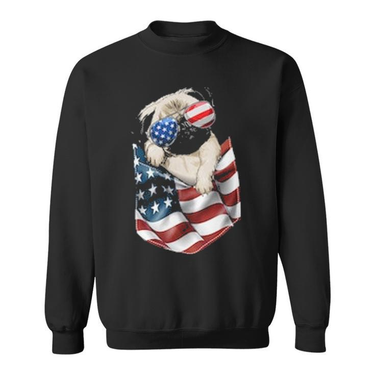 Pug In Pocket Dog 4Th July Usa Flag Sweatshirt