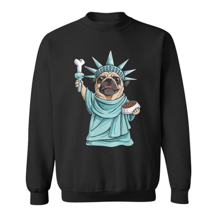 Pug Statue Of Liberty 4Th Of July Dog Lover Sweatshirt
