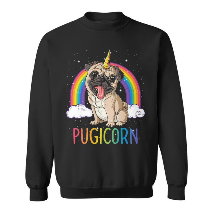 Pugicorn Pug Unicorn Girls Kids Space Galaxy Rainbow Sweatshirt