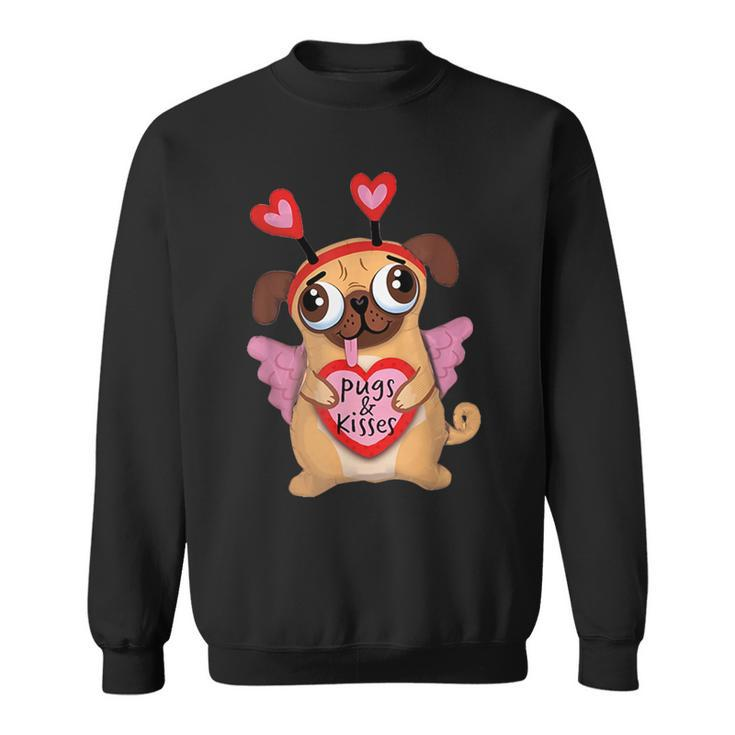 Pugs Valentine Cupid Pug Kisses Valentine Pug Lover Sweatshirt