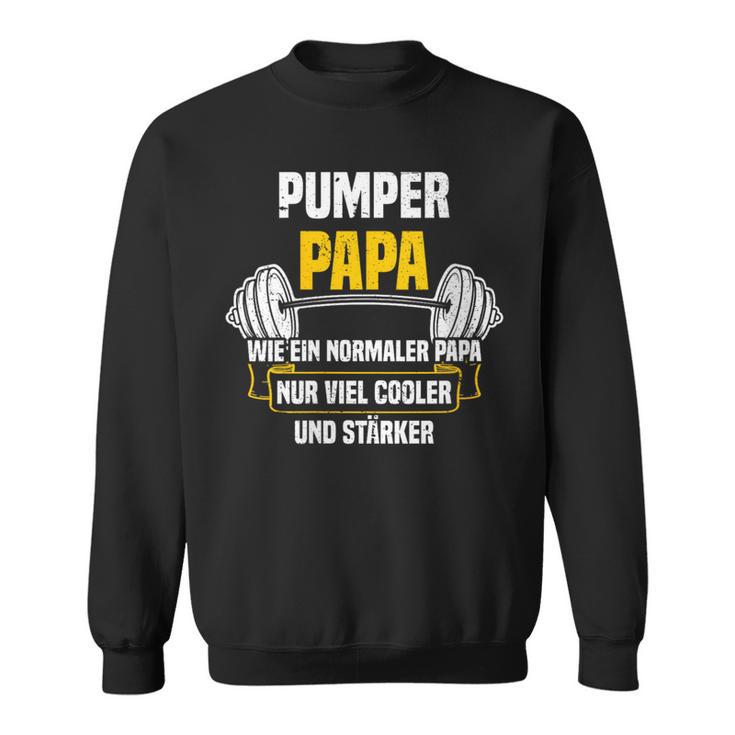 Pumper Papa Kraftsport Gym Lustiges Bodybuilding Mit-Ausschnitt Sweatshirt