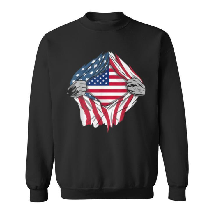 Pure American Blood Inside Me Country Flags Sweatshirt