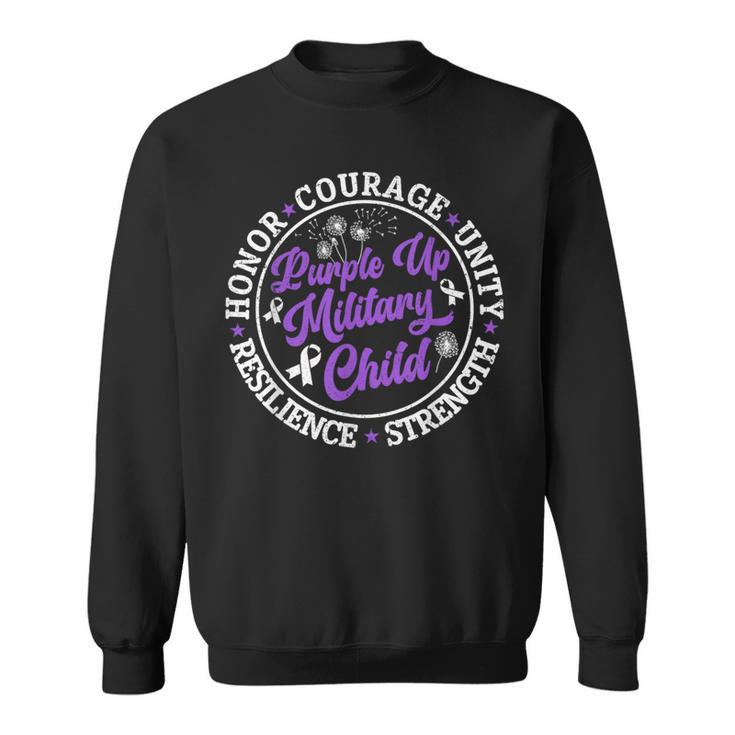 Purple Up Military Child 2024 Honor Courage Unity Dandelion Sweatshirt