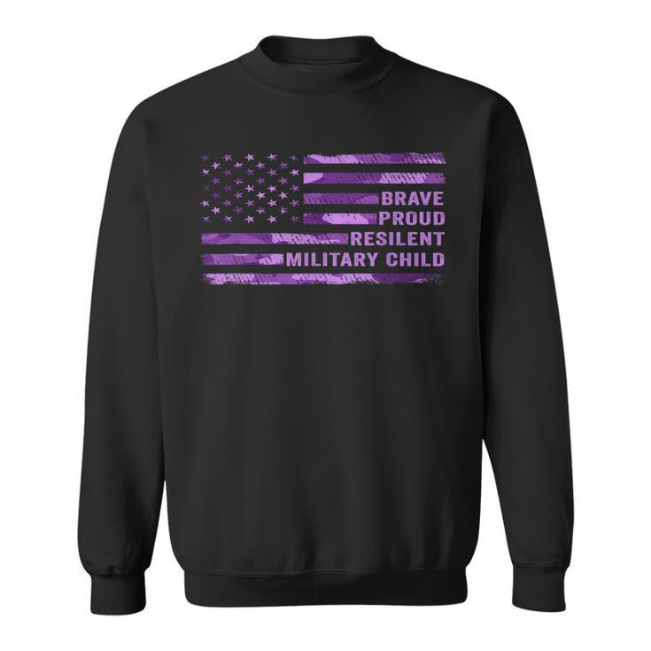 Purple Up Military Kid Us Flag Military Child Month Adult Sweatshirt