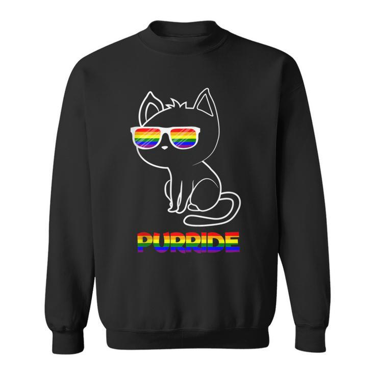 Purride Lgbt Flag Sunglasses Cute Gay Pride Cat Lover Sweatshirt