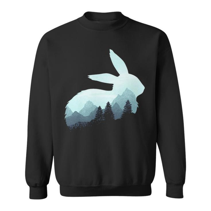 Rabbit Bunny Hare Double Exposure Surreal Wildlife Animal Pullover Sweatshirt