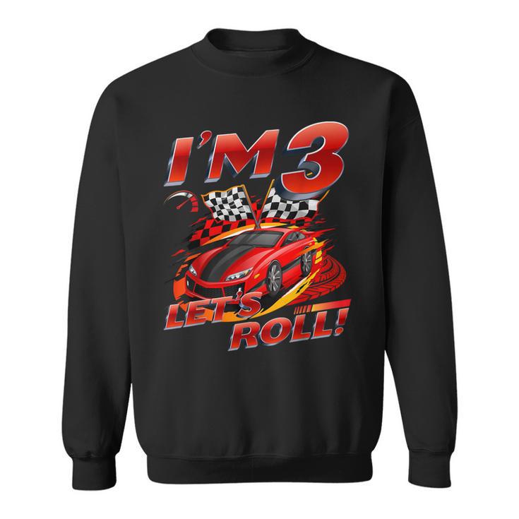 Race Car 3Rd Birthday Boy 3 Year Old Racing Car Birthday Kid Sweatshirt