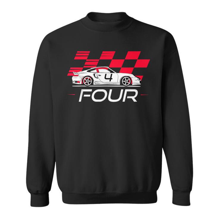 Race Car 4Th Birthday Four Year Old Boy Party Sweatshirt