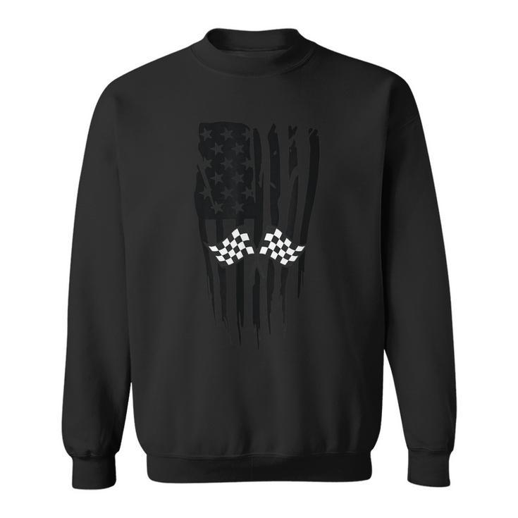 Racing Usa Flag American Themed Decor Sweatshirt