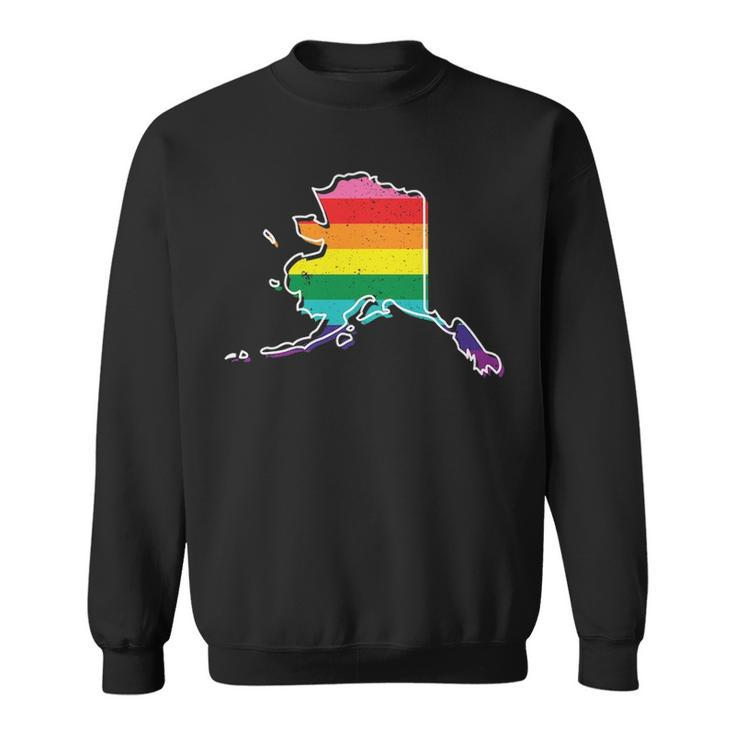 Rainbow Alaskan Gay Pride Flag Vintage Sweatshirt